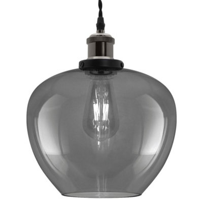 Long Life Lamps Company Modern Vintage Smoked Grey Glass Globe Pendant Lamp M0229 from B&Q