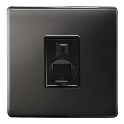 Long Life Lamps Company Black Nickel 1 Gang Ethernet Port Data Socket Cat 5 Screwless N442Gme from B&Q