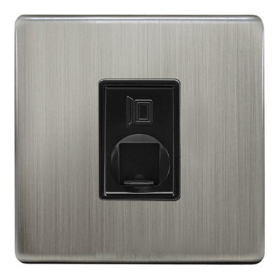 Long Life Lamps Company Brushed Chrome 1 Gang Ethernet Port Data Socket Cat 5 Screwless N442Dme from B&Q