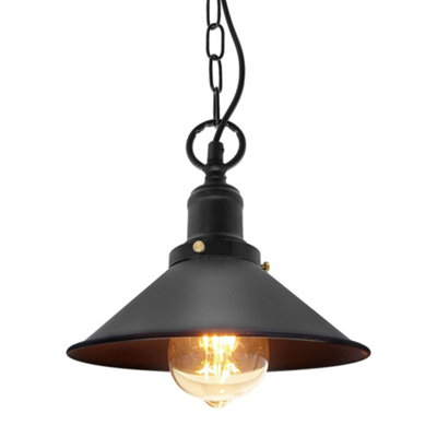 Long Life Lamps Company Vintage Retro Industrial Metal Black Scone Shade Pendant Light M0238 from B&Q