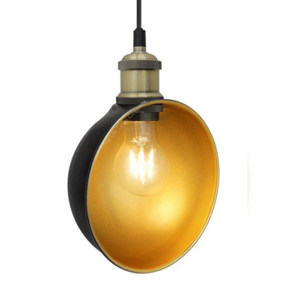 Long Life Lamps Company Industrial Vintage Brass Half Scone Pendant Light H3017 from B&Q