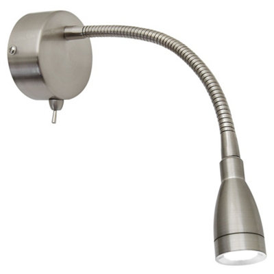 Long Life Lamps Company Led Bedside Reading Wall Light Switched Flexible Arm Headboard Light H3035 Cool White from B&Q