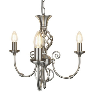 Long Life Lamps Company Vintage Ceiling Pendant Light Brushed Chrome Antique Hanging Chandelier Candle Lantern H3039 from B&Q