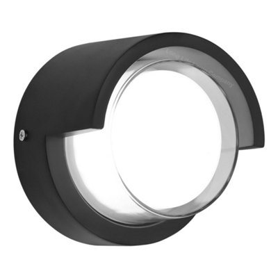 Long Life Lamps Company 12W Outdoor Modern Round Black Led Wall Light Opal Diffuser 6500K Zlc362B from B&Q