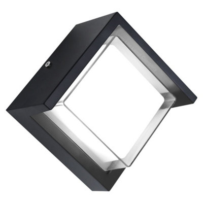 Long Life Lamps Company 12W Outdoor Modern Square Black Led Wall Light Opal Diffuser 6500K Zlc364B from B&Q