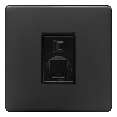 Long Life Lamps Company Matt Black 1 Gang Ethernet Data Socket 8 Terminal Cat6 Screwless Bl442 from B&Q