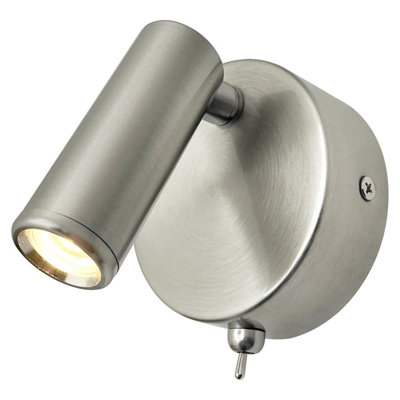 B&Q -  3W Led Bedside Reading Wall Light Brushed Chrome Warm White 3000K Bw11