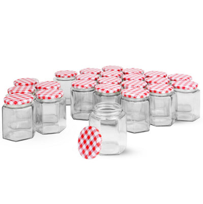 Hexagonal Mouth Glass Jam JarsSet Of 24 from B&Q
