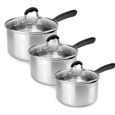 B&Q -  Stainless Steel Saucepans Set Of 3