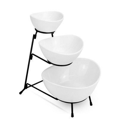  - 3 Tier Serving Set White Ceramic BowlsM&w