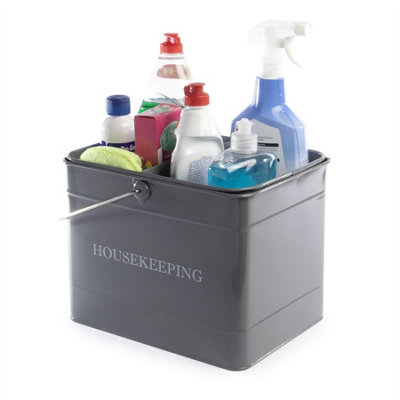 Vintage Housekeeping Cleaning Caddy Grey from B&Q
