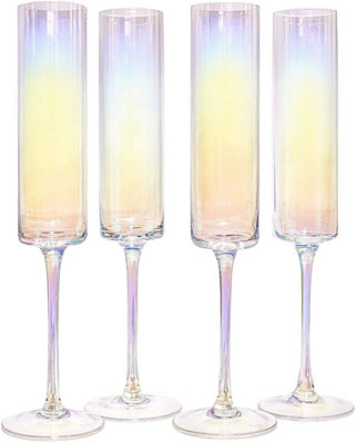  - Champagne Flutes Set Of 4 Iridescent M&w