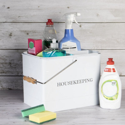 Vintage Housekeeping Cleaning Caddy White from B&Q