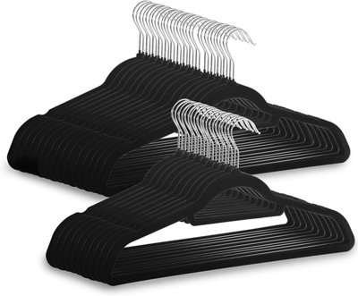 Velvet Coat Hangers BlackPack Of 50 from B&Q