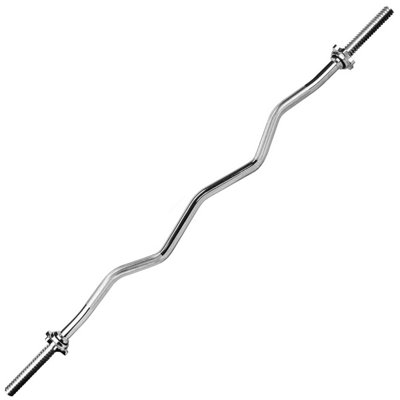 Komodo 4Ft Spinlock Ez Curl Barbell Weight Bar - Silver - Image 4