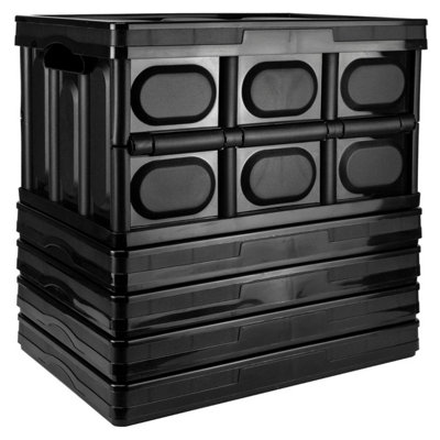 Tekbox 30L Black Folding Storage BoxSet Of 5 Boxes from B&Q