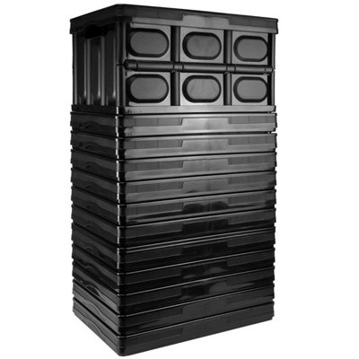 Tekbox 30L Black Folding Storage BoxSet Of 12 Boxes from B&Q