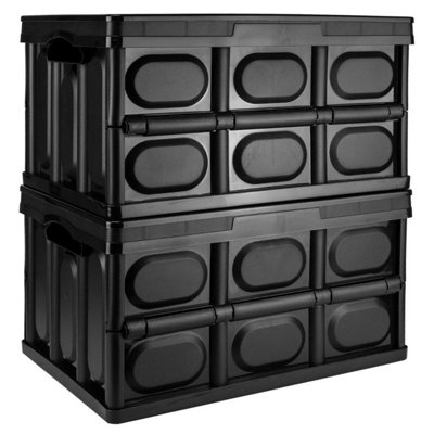 Tekbox 56L Black Folding Storage BoxSet Of 2 Boxes from B&Q
