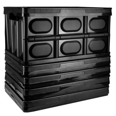 Tekbox 56L Black Folding Storage BoxSet Of 5 Boxes from B&Q