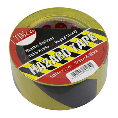 Timco Hazard Safety Tape Durable Self Adhesive Yellow & Black - 33m x 50mm - Image 5