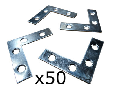 50Pack 50 X 50 X 13 Corner PlateZink from B&Q