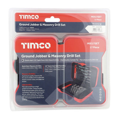 Timco - Ground Jobber & Masonry Drill Set (Pcs - Pieces) Size 17