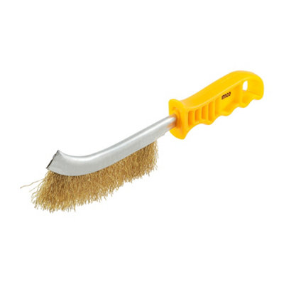 Timco Yellow Handle Wire Brush Brass255mm from B&Q