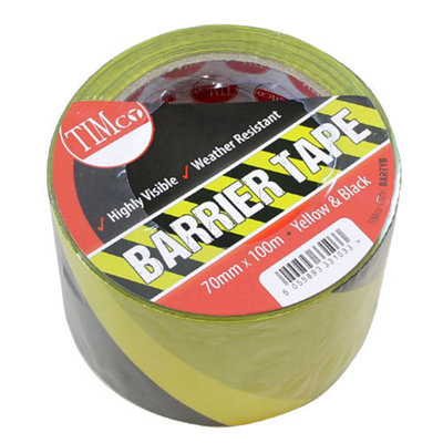 Timco Barrier Tape - Yellow & Black 100mx70mm Safety Hazard Warning High Visible - Image 4
