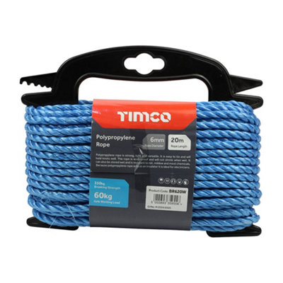 Timco Blue Polypropylene Rope On Winder6mm X 20M from B&Q