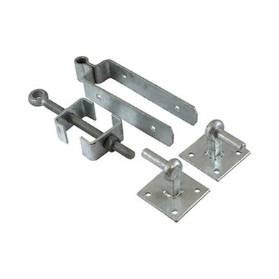 Timco Adjustable Gate Hinge Set With Hook On Plate Hot Dipped Galvanised - 450Mm
