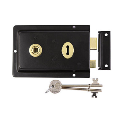 Timco Rim Sash Lock Fluted Black156 X 106mm from B&Q