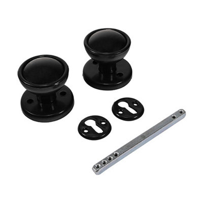 Timco Plastic Rim / Mortice Knob Set Black50mm from B&Q