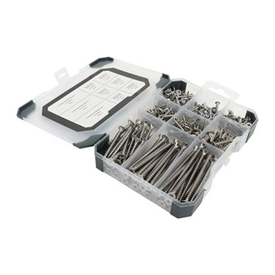 Timco Countersunk A2 Stainless Steel Woodscrews Mixed Tray - 340Pcs Size 3.5