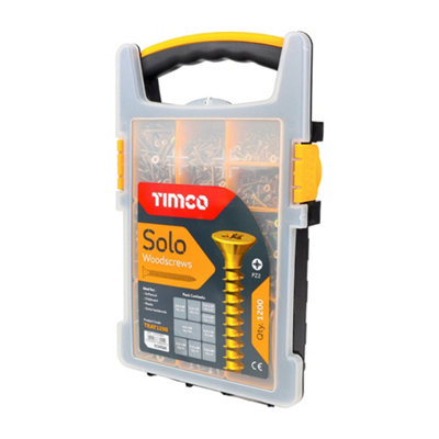 Timco Gold Solo Countersunk Woodscrews Mixed Tray - 1200Pcs