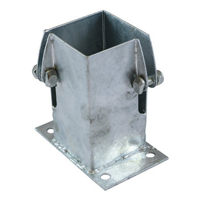 Timco Flush Fit Bolt Down Post Support Shoe Bolt Secure Hot Dipped Galvanised - 100Mm