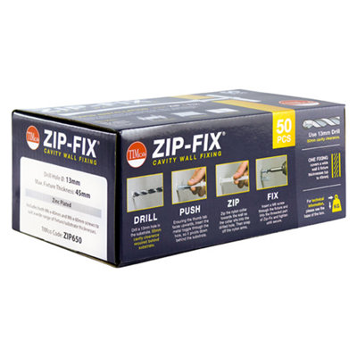 50 Pieces-Timco Zip-Fix Heavy Duty Cavity Wall AnchorsM6 from B&Q