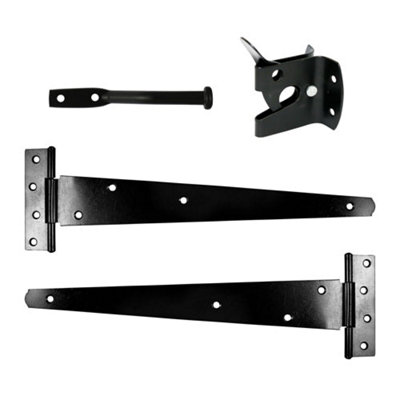 Timco Pedestrian Gate Kit Medium Tee Hinges & Automatic Latch Black14" from B&Q