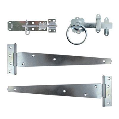 Timco Side Gate Kit Medium Tee Hinges Ring Latch & Brenton Padbolt Silver18" from B&Q