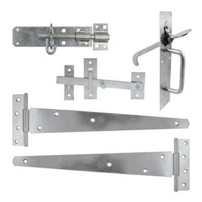 Timco Side Gate Kit Medium Tee Hinges Suffolk Latch & Brenton Padbolt Hot Dipped Galvanised18" from B&Q