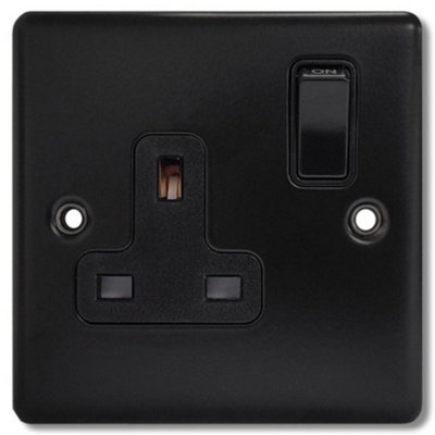 Eurolite 1 Gang Socket: Matt Black Enhance RangeBlack Trim from B&Q