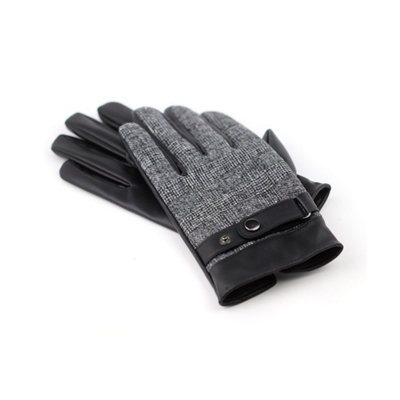 B&Q -  Men's Checked Faux Leather Gloves