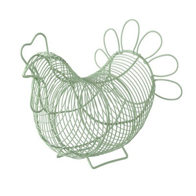 Eddingtons Chicken Shaped Egg Storage Holder Basket Sage Green Holds 12 Eggs from B&Q