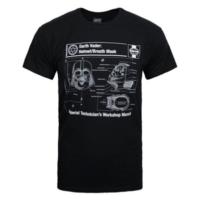B&Q -  Star Wars Mens Black Darth Vader Short Sleeved T-Shirt (Small)