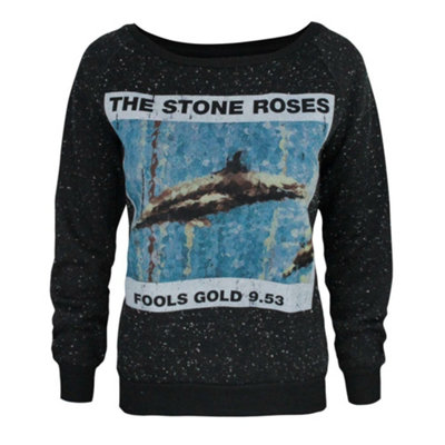 Vanilla Underground Amplified Clothing Womens Black Distressed Stone Roses Print Sweatshirt (Small) from B&Q