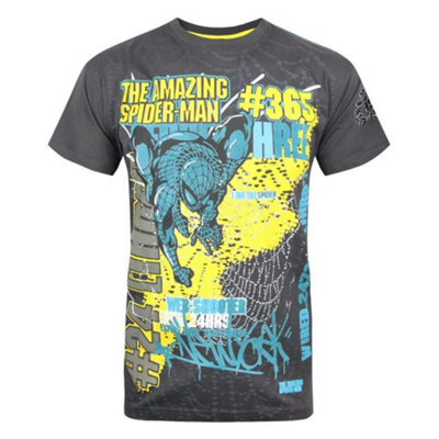 Vanilla Underground Marvel Mens Grey Spider-Man Short Sleeved T-Shirt (Small) from B&Q
