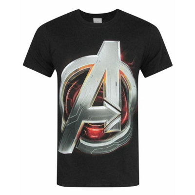 Vanilla Underground Marvel Mens Black Avengers Logo Short Sleeved T-Shirt (Medium) from B&Q
