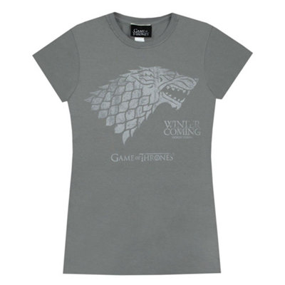 Vanilla Underground Game Of Thrones Womens Grey Stark Direwolf Short Sleeved T-Shirt (Xx-Large) from B&Q