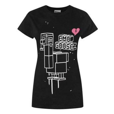 B&Q -  Crossy Road Womens Black Emo Goose Short Sleeved T-Shirt (X-Large)