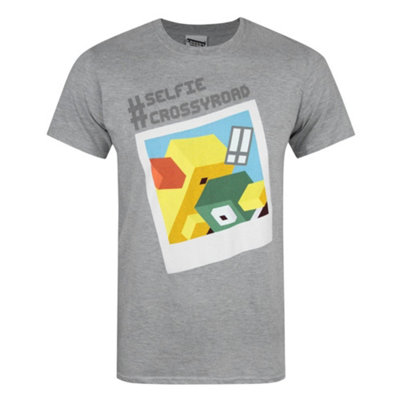 B&Q -  Crossy Road Mens Grey Selfie Short Sleeved T-Shirt (Large)