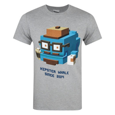 B&Q -  Crossy Road Mens Grey Hipster Whale Short Sleeved T-Shirt (Medium)